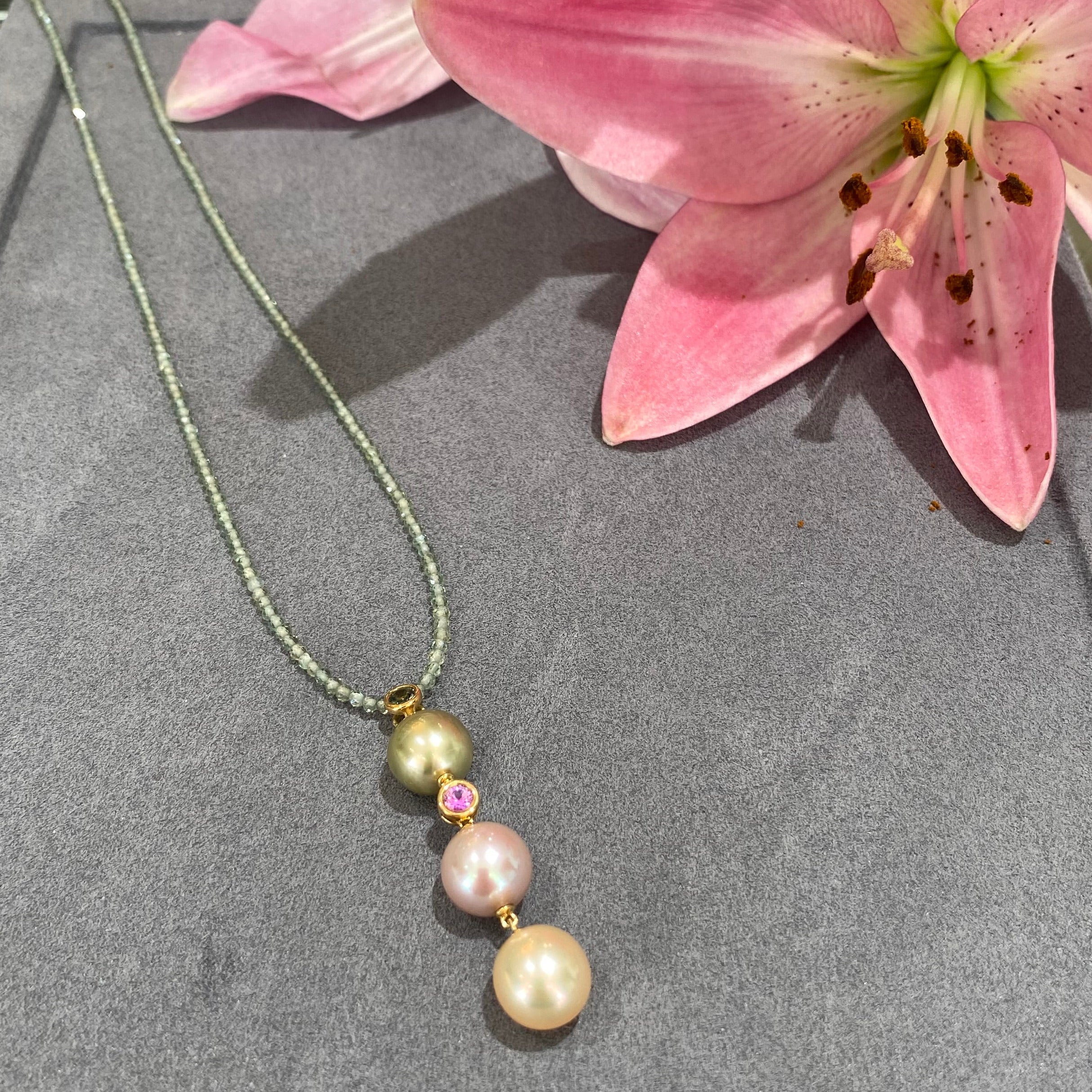 Elegant Trio Pearl and Gemstone Statement Necklace