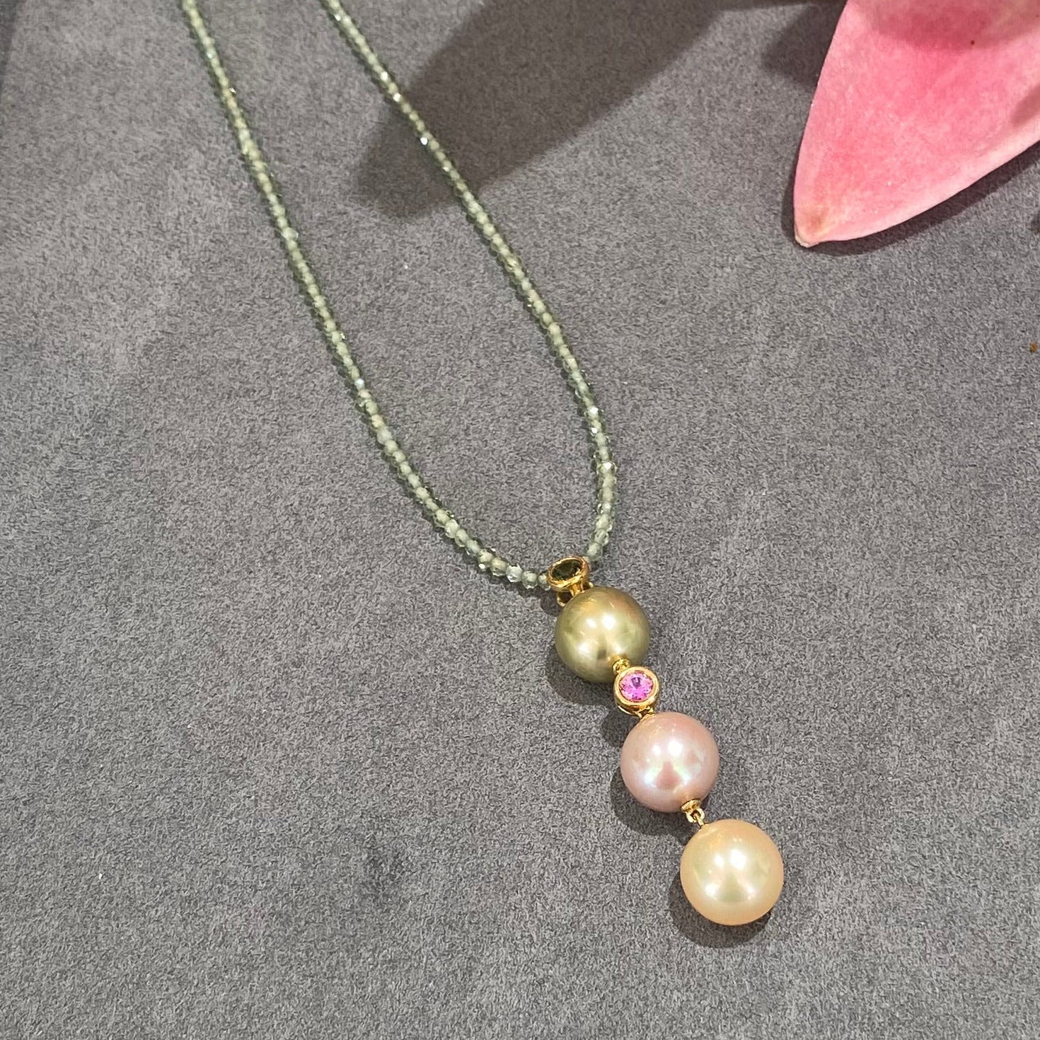 Elegant Trio Pearl and Gemstone Statement Necklace