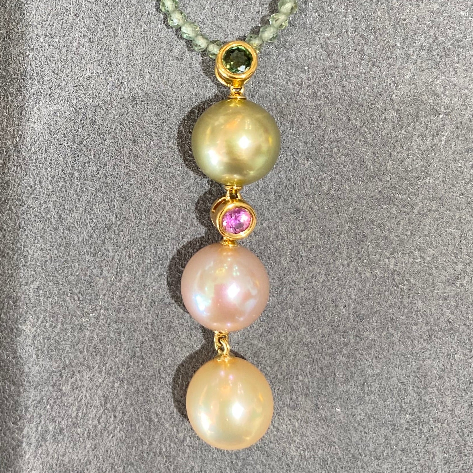 Elegant Trio Pearl and Gemstone Statement Necklace