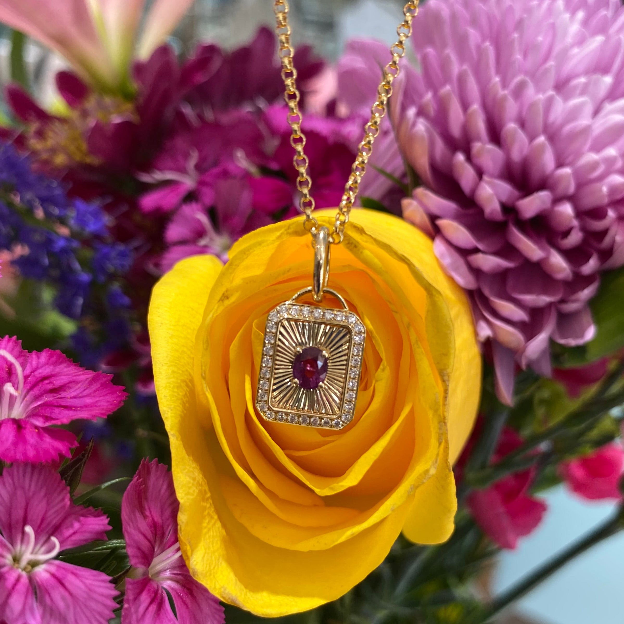 Antique Ruby Eclipse Pendant Necklace