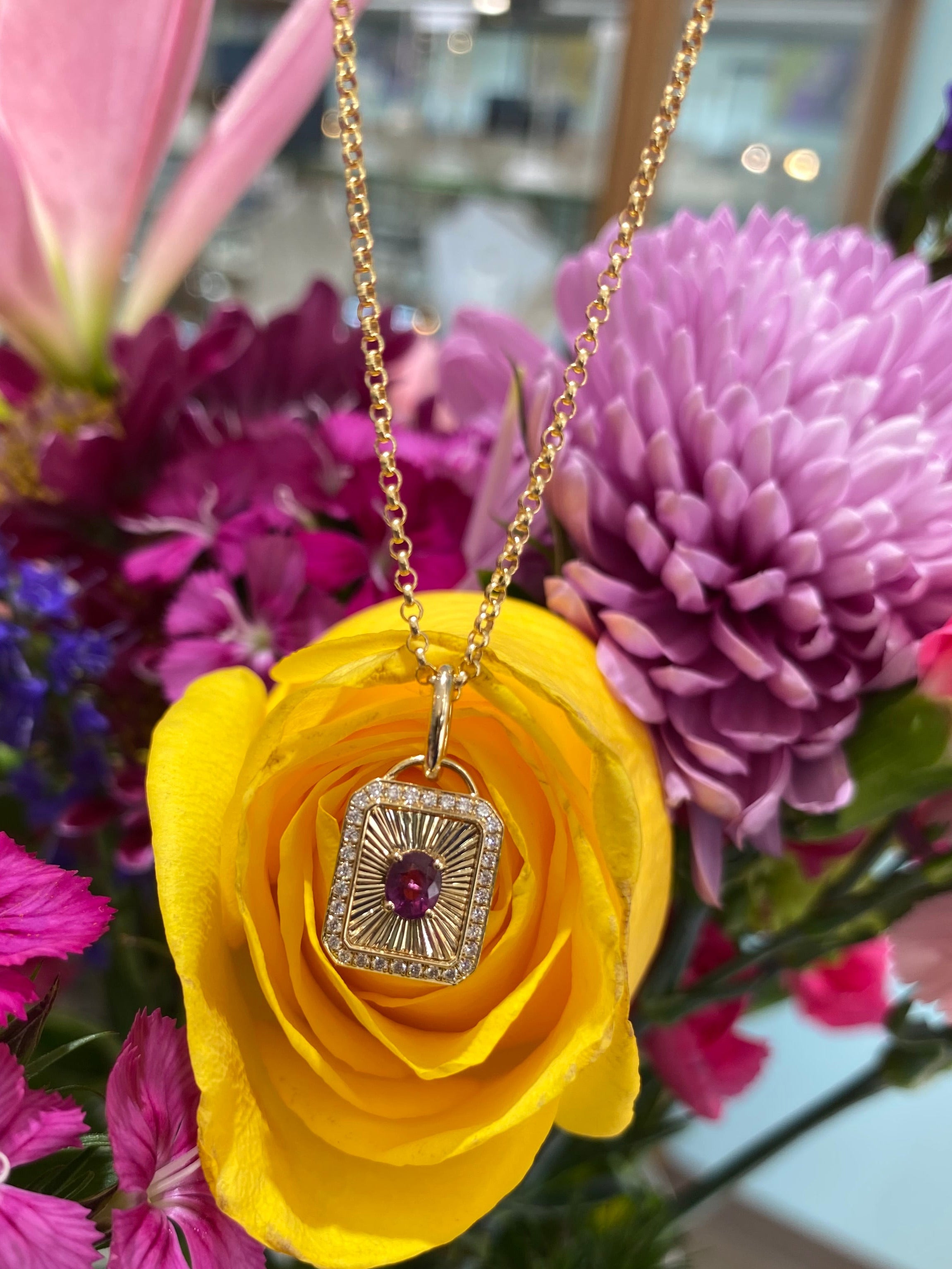 Antique Ruby Eclipse Pendant Necklace
