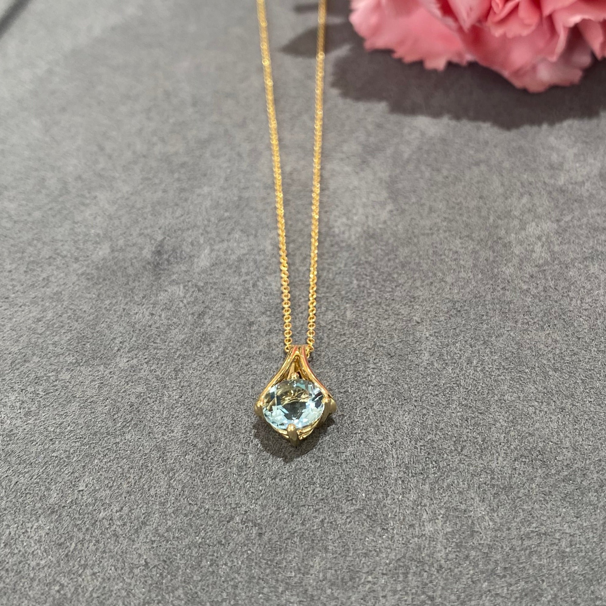 Coastal Charm Aquamarine Pendant Necklace