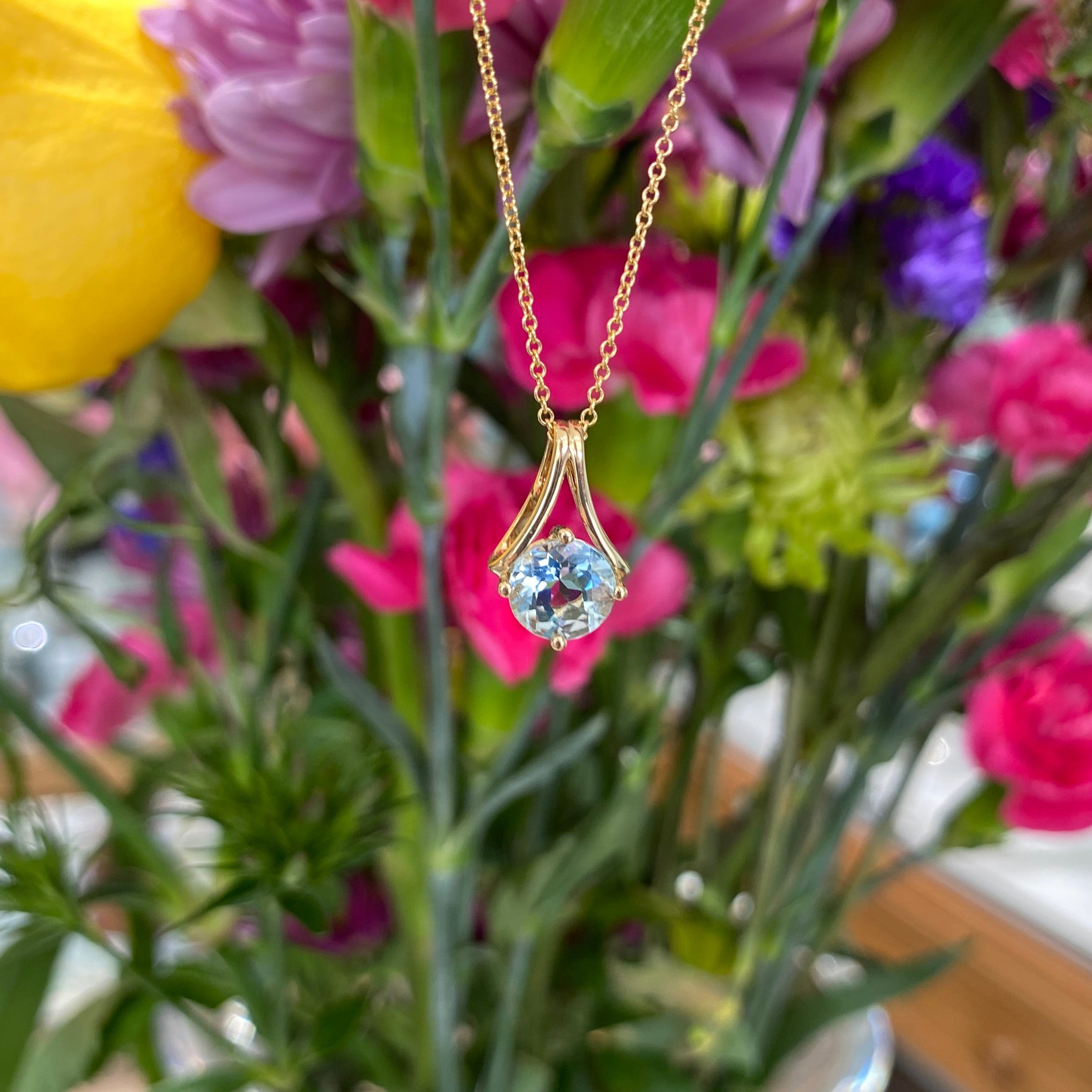 Coastal Charm Aquamarine Pendant Necklace