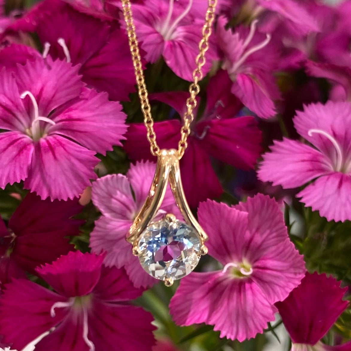 Coastal Charm Aquamarine Pendant Necklace