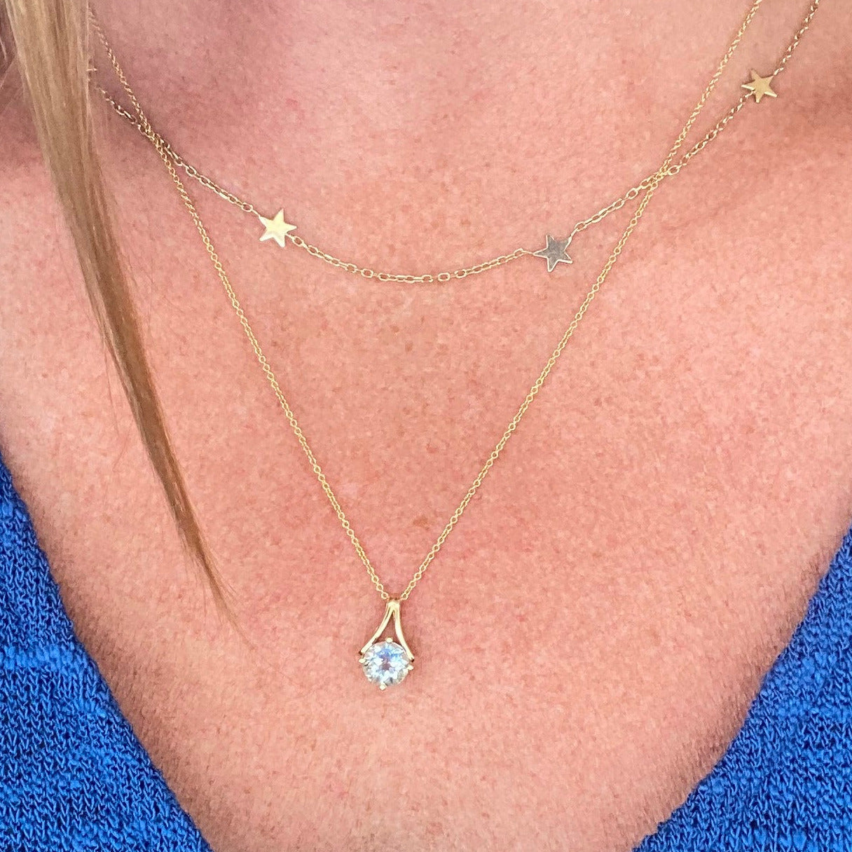 Coastal Charm Aquamarine Pendant Necklace