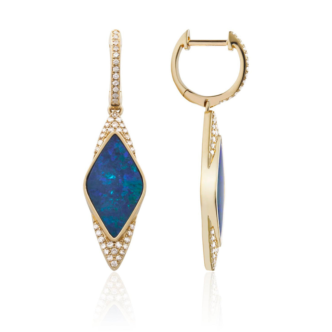 Azure Mirage Opal and Diamond Drop Earrings