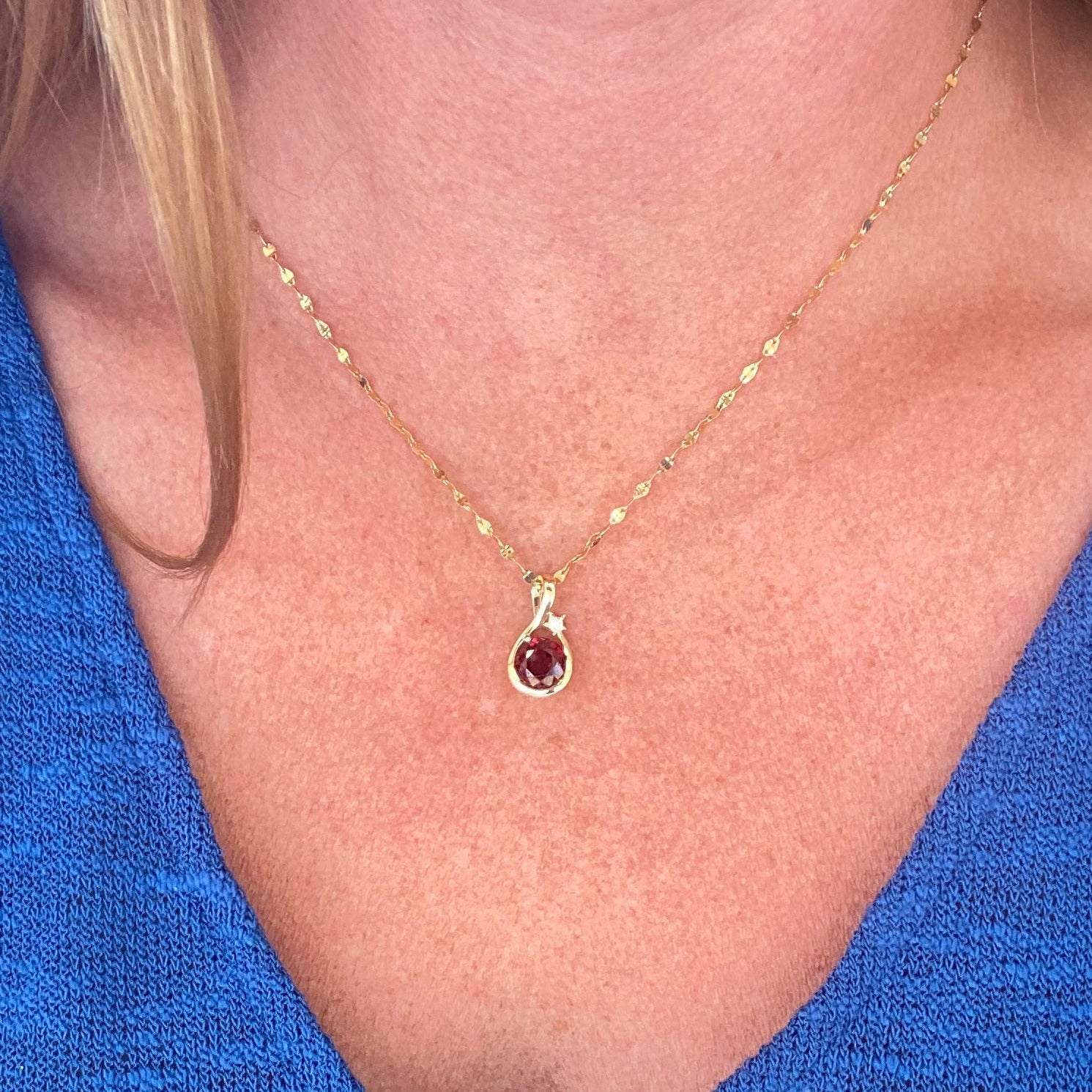 Crimson Orbit Garnet and Diamond Necklace