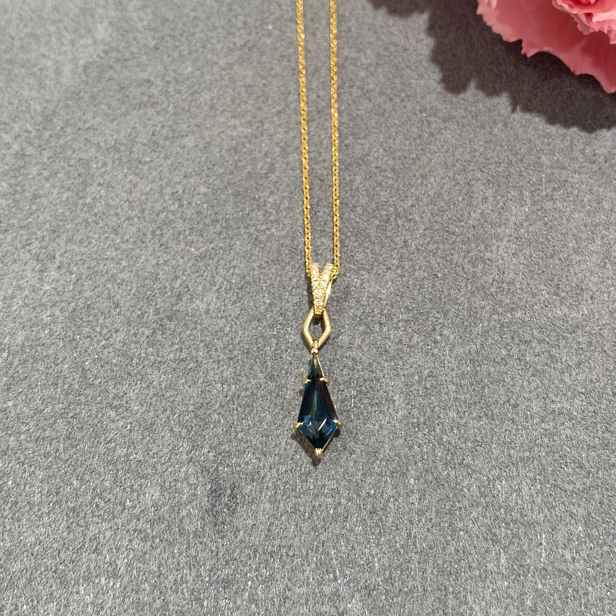 Kite of Twilight Blue Topaz Necklace