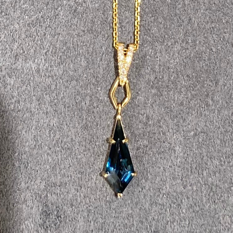 Kite of Twilight Blue Topaz Necklace