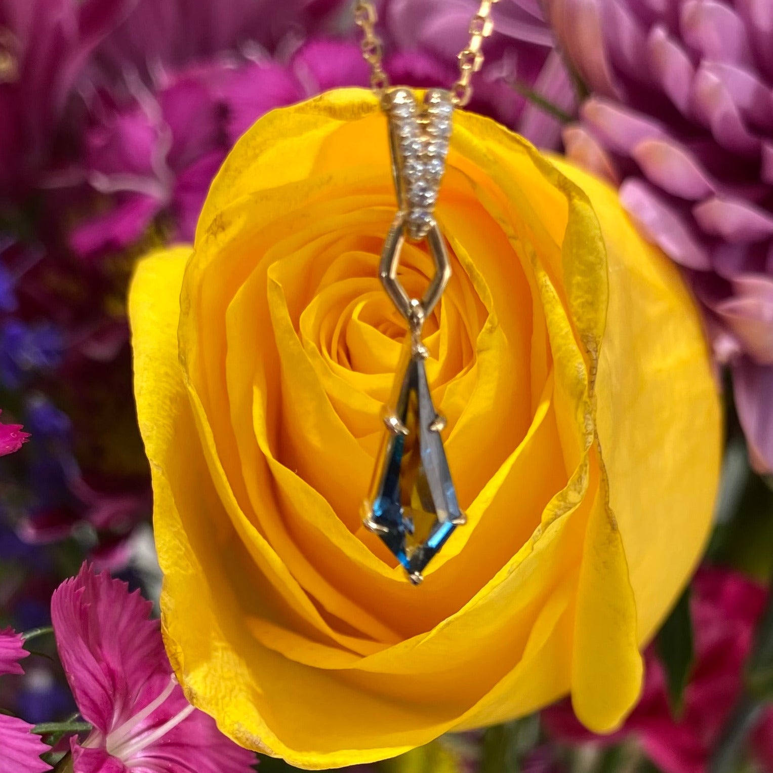 Kite of Twilight Blue Topaz Necklace