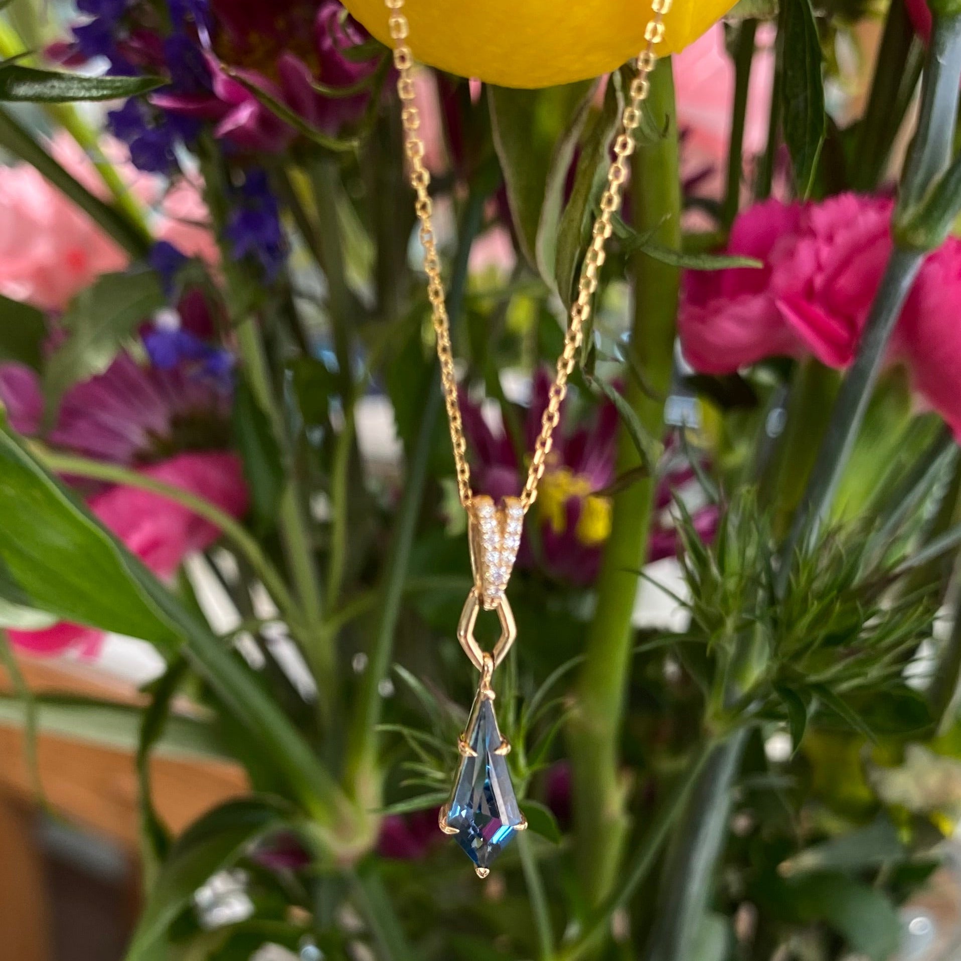 Kite of Twilight Blue Topaz Necklace