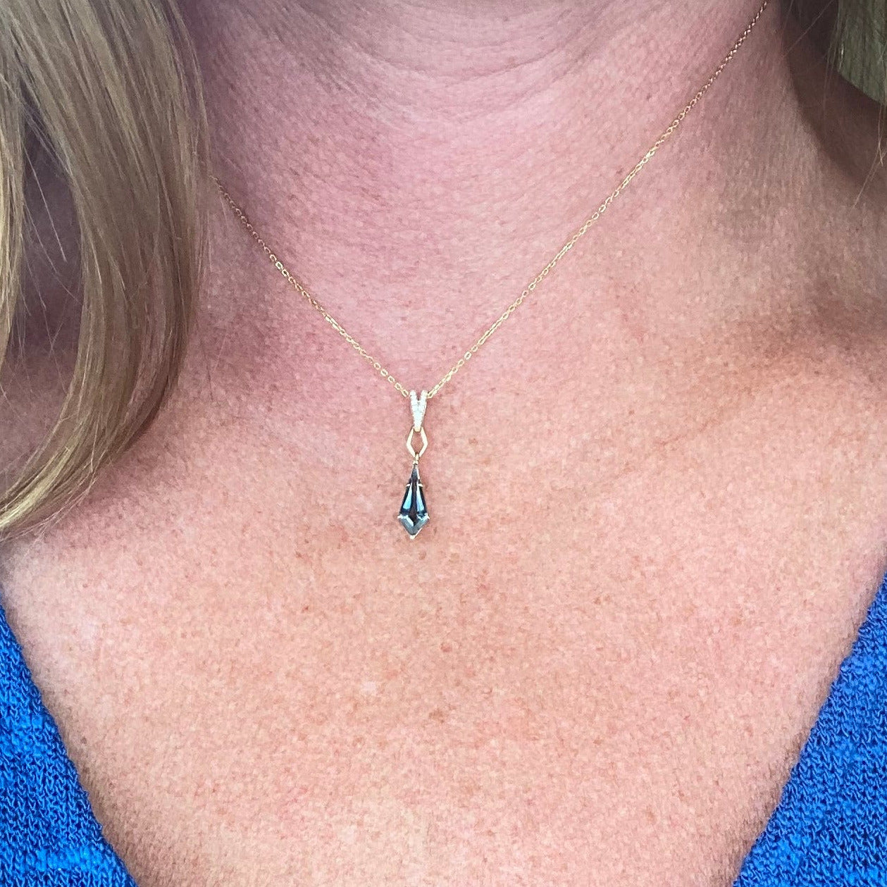 Kite of Twilight Blue Topaz Necklace