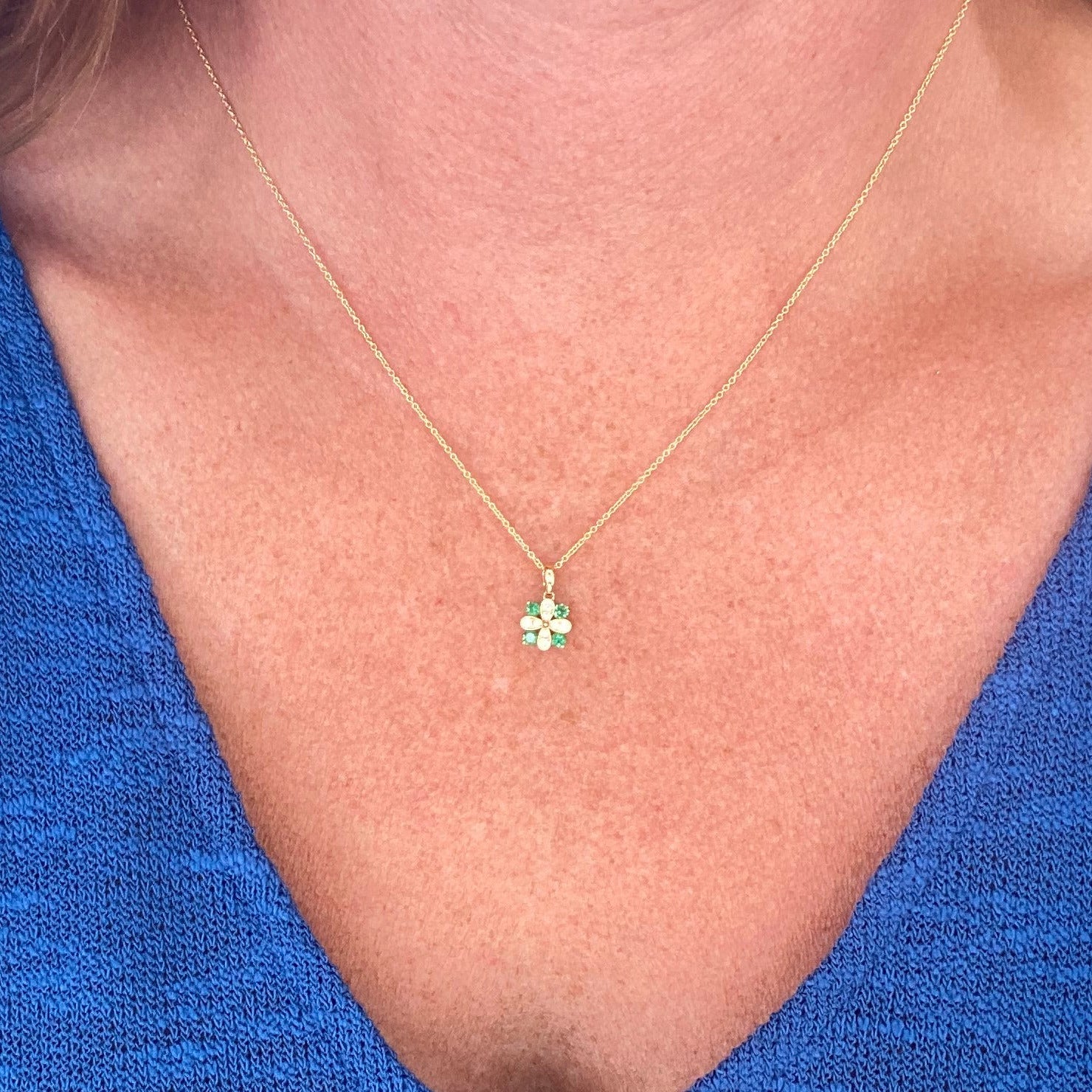 Emerald Blossom Diamond Necklace