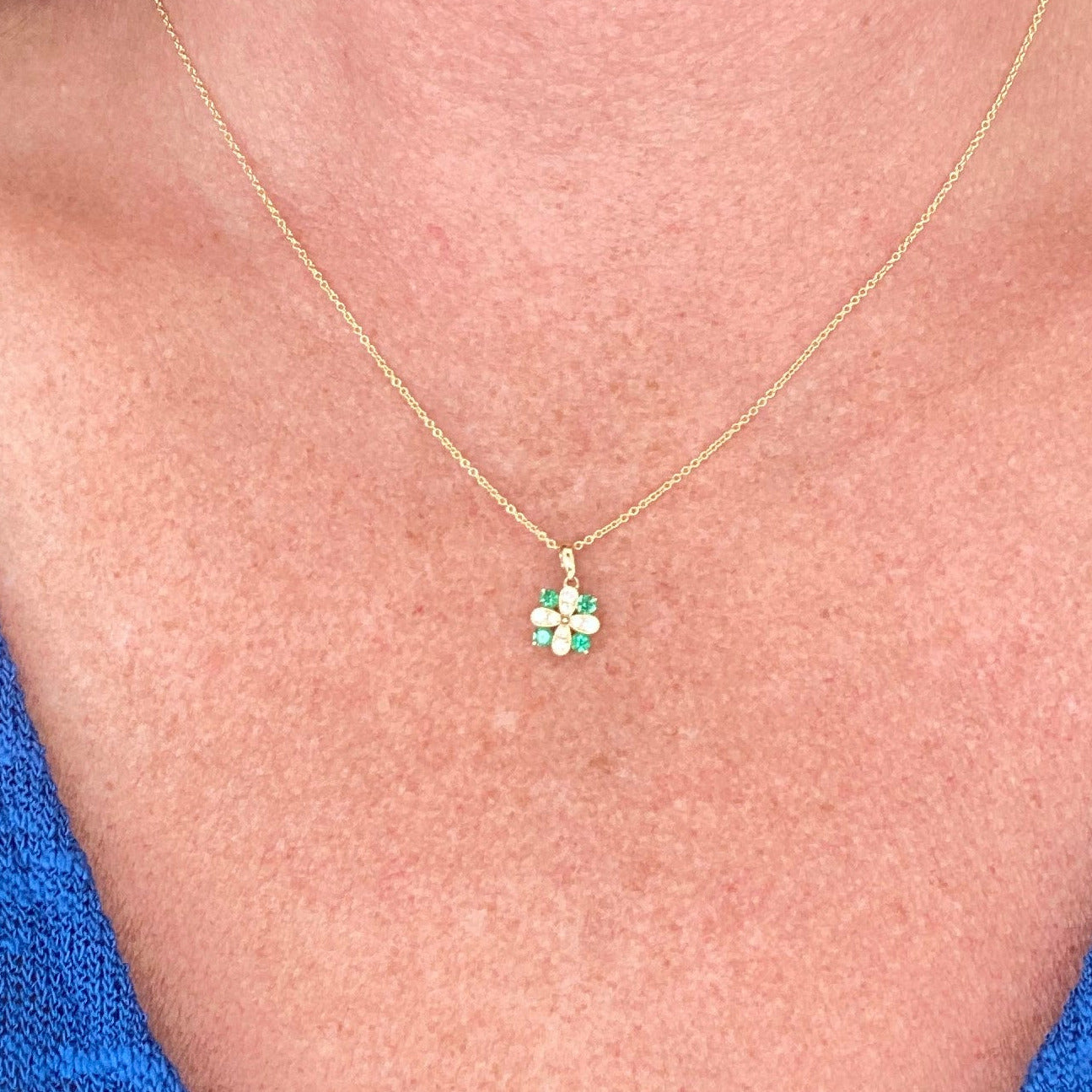 Emerald Blossom Diamond Necklace