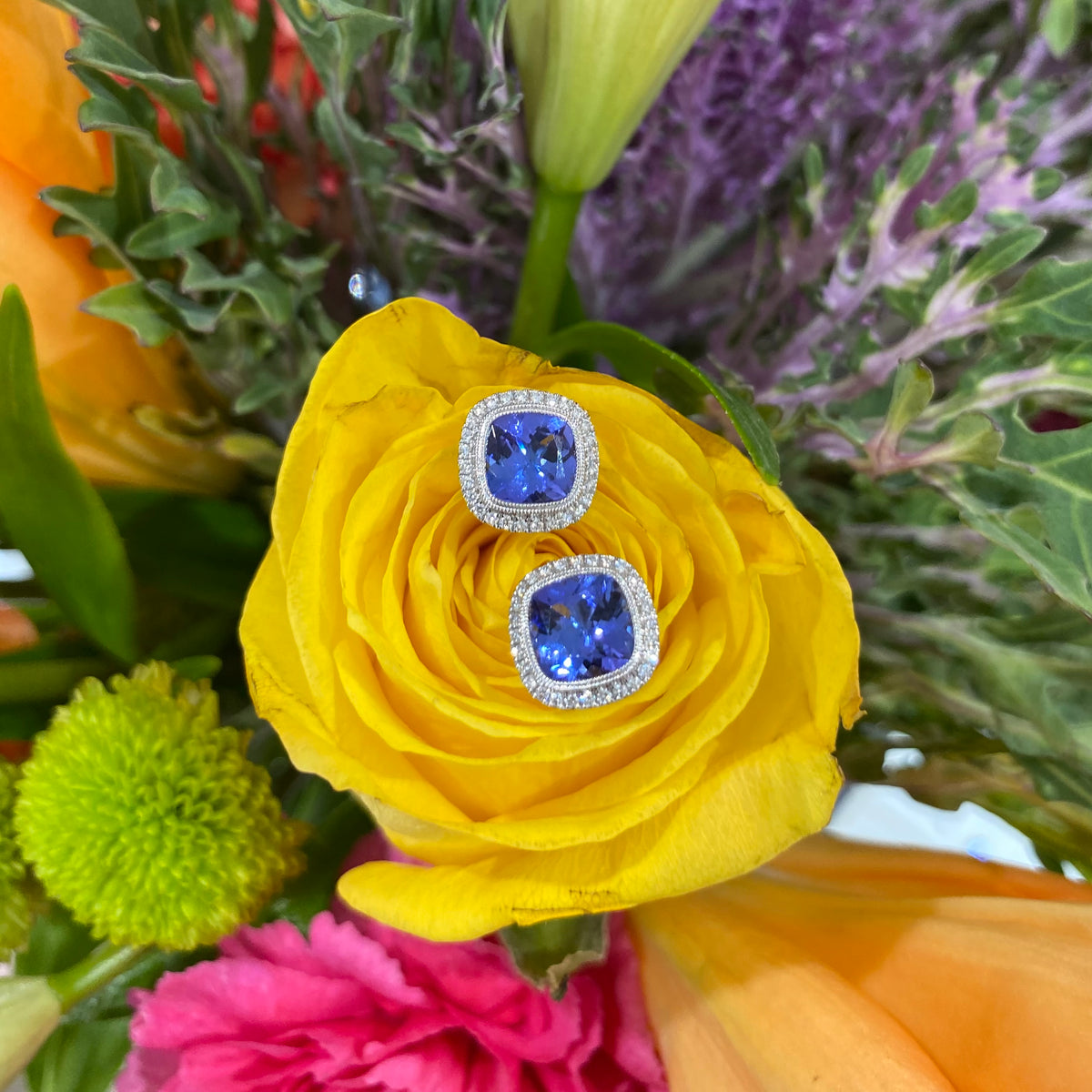 White gold tanzanite earrings