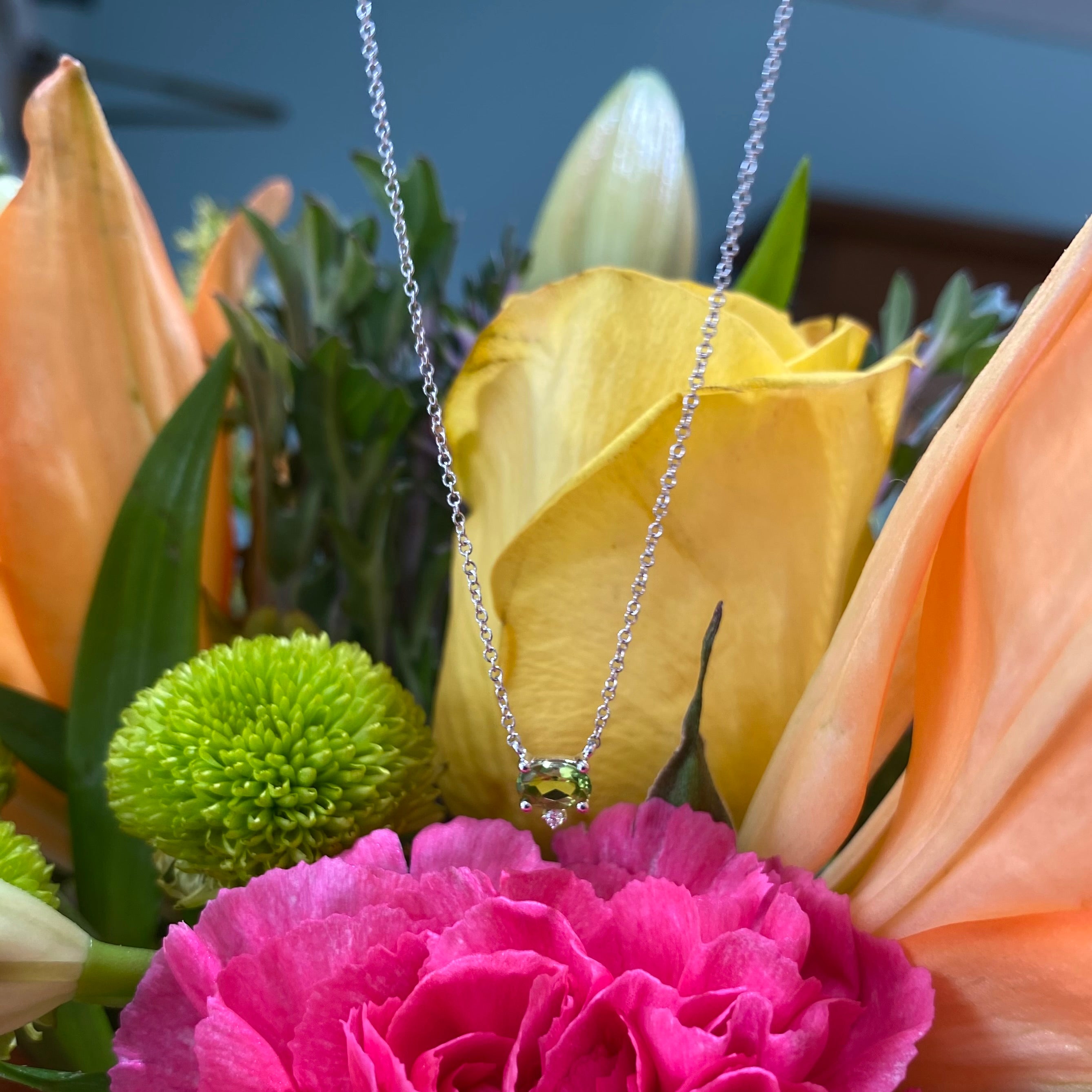 Peridot Elegance Diamond Accent Necklace
