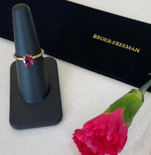 Load image into Gallery viewer, Yellow Gold Bezel Diamond Band Garnet Ring