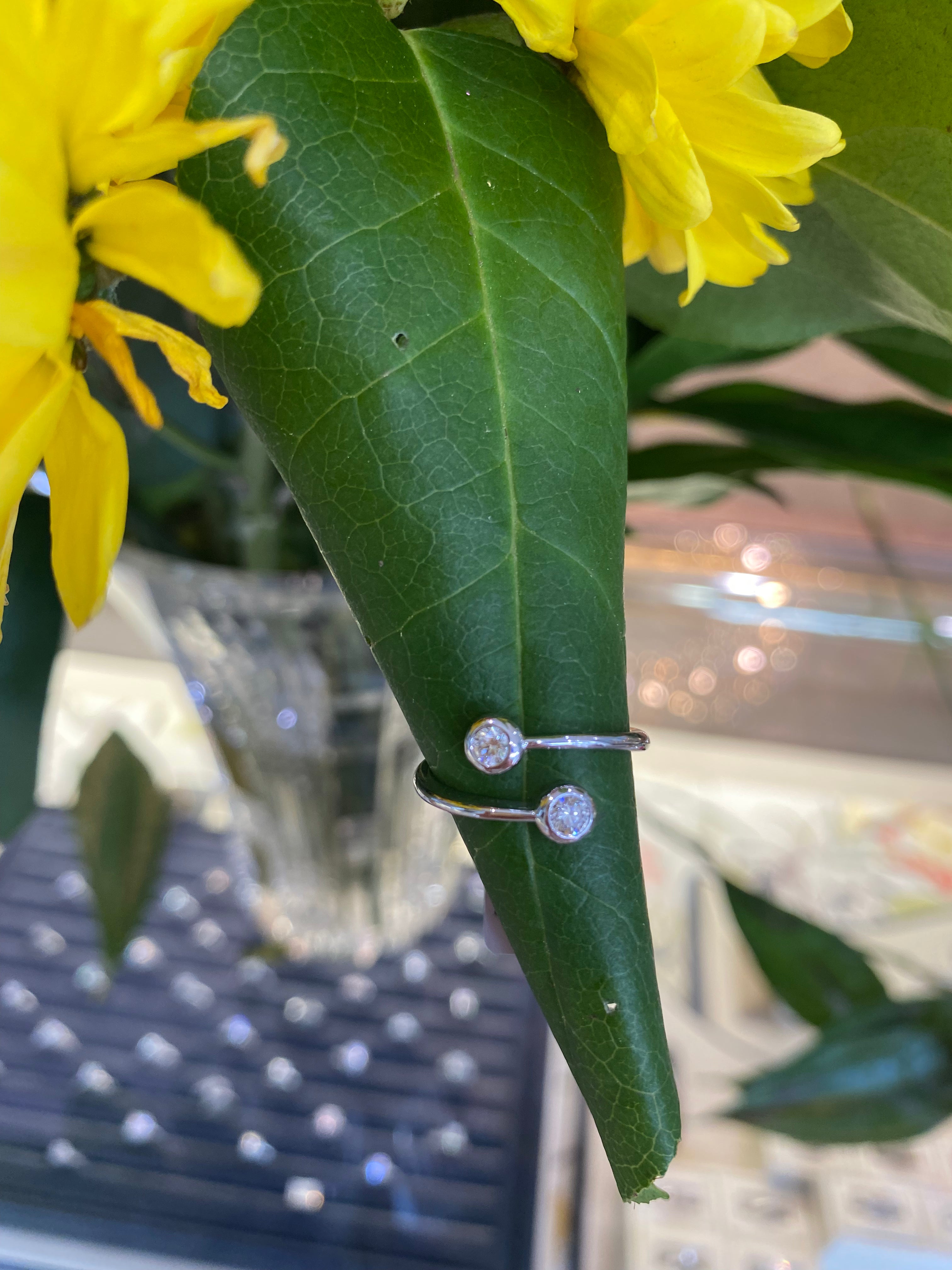 White Gold and Diamond Bypass Style Ring