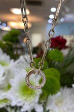 Load image into Gallery viewer, Clover & Circle Drop Pendant Paper Clip Necklace