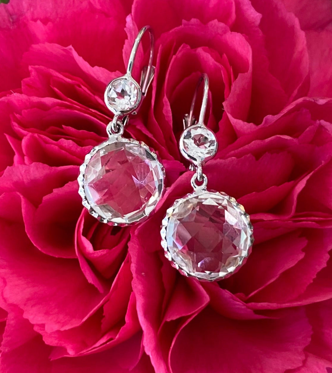 White Gold Crystal Topaz Earrings