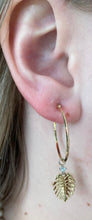 Load image into Gallery viewer, Yellow Gold Palm Tree Drop Hoop Earrings
