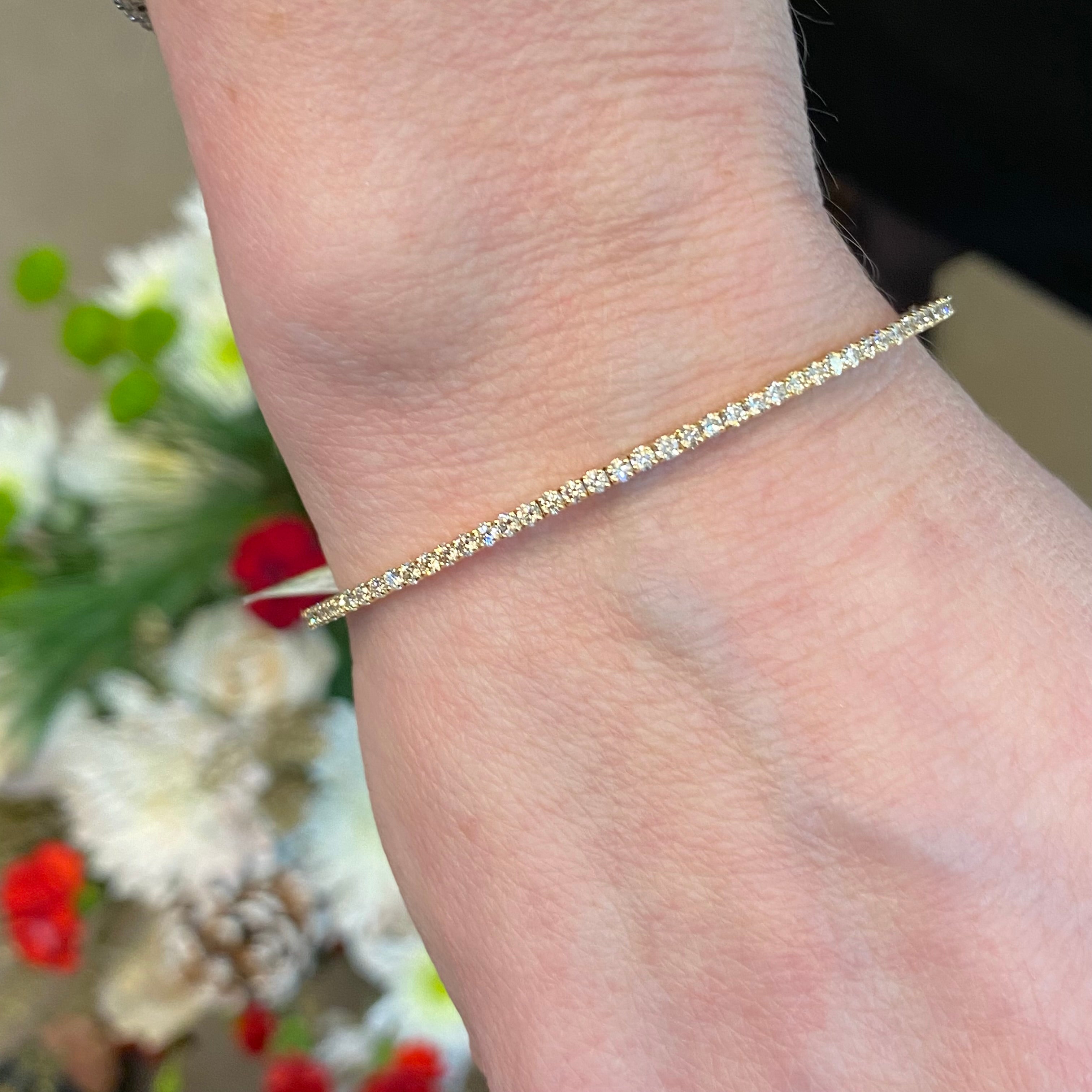 Yellow Gold Eternity Diamond Flex Bangle