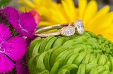 Load image into Gallery viewer, Three Diamond Round & Pear Yellow Gold Engagement Ring