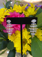 Load image into Gallery viewer, Fishbone Style White and Yellow Gold Drop Earrings