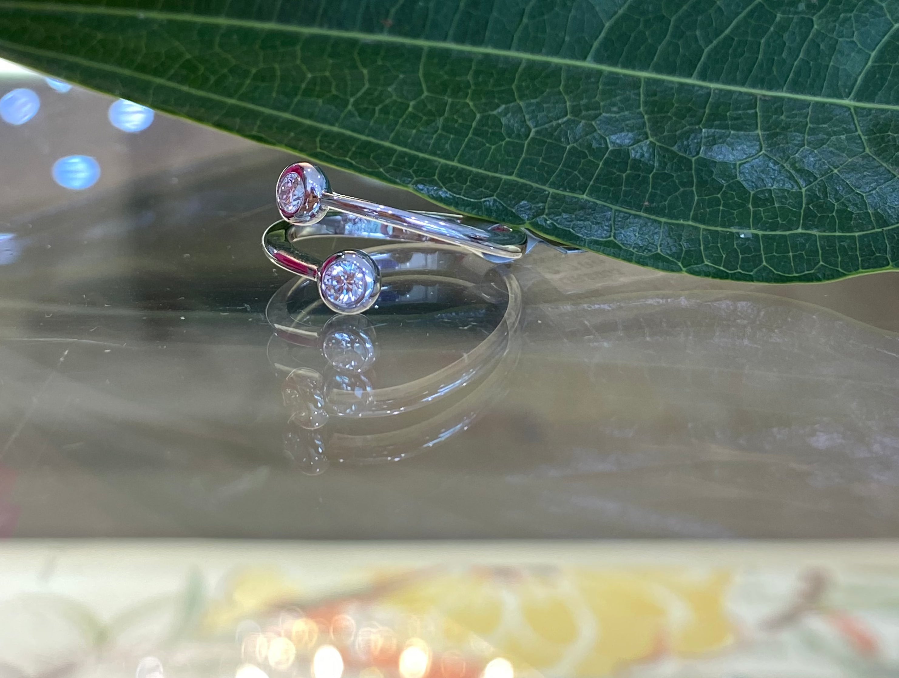 White Gold and Diamond Bypass Style Ring