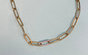 Bold Diamond Link Gold Paper Clip Necklace