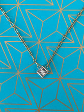 Load image into Gallery viewer, 14K Gold Paper Clip Chain Princess Cut Diamond Necklace