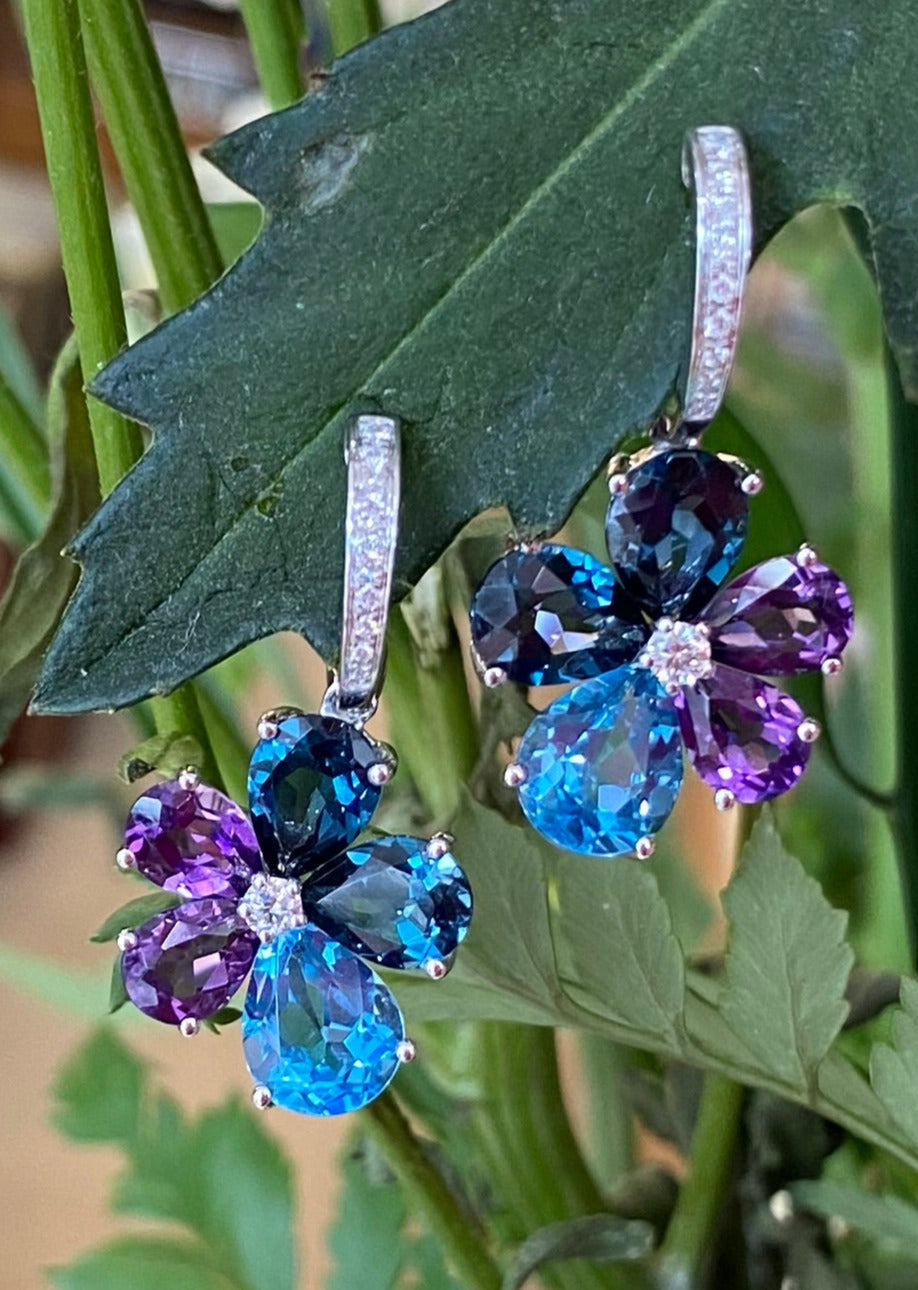 Celestial Blue Violet Bloom Earrings