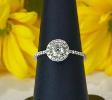 Load image into Gallery viewer, Vintage Yellow Gold Round Diamond Halo Engagement Ring and Wedding Band