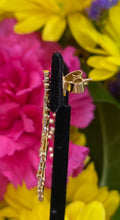 Load image into Gallery viewer, Fishbone Style White and Yellow Gold Drop Earrings