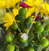 Load image into Gallery viewer, 14K Gold Paper Clip Chain Princess Cut Diamond Necklace