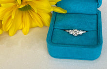 Load image into Gallery viewer, Three Stone Round Diamond Platinum Engagement Ring