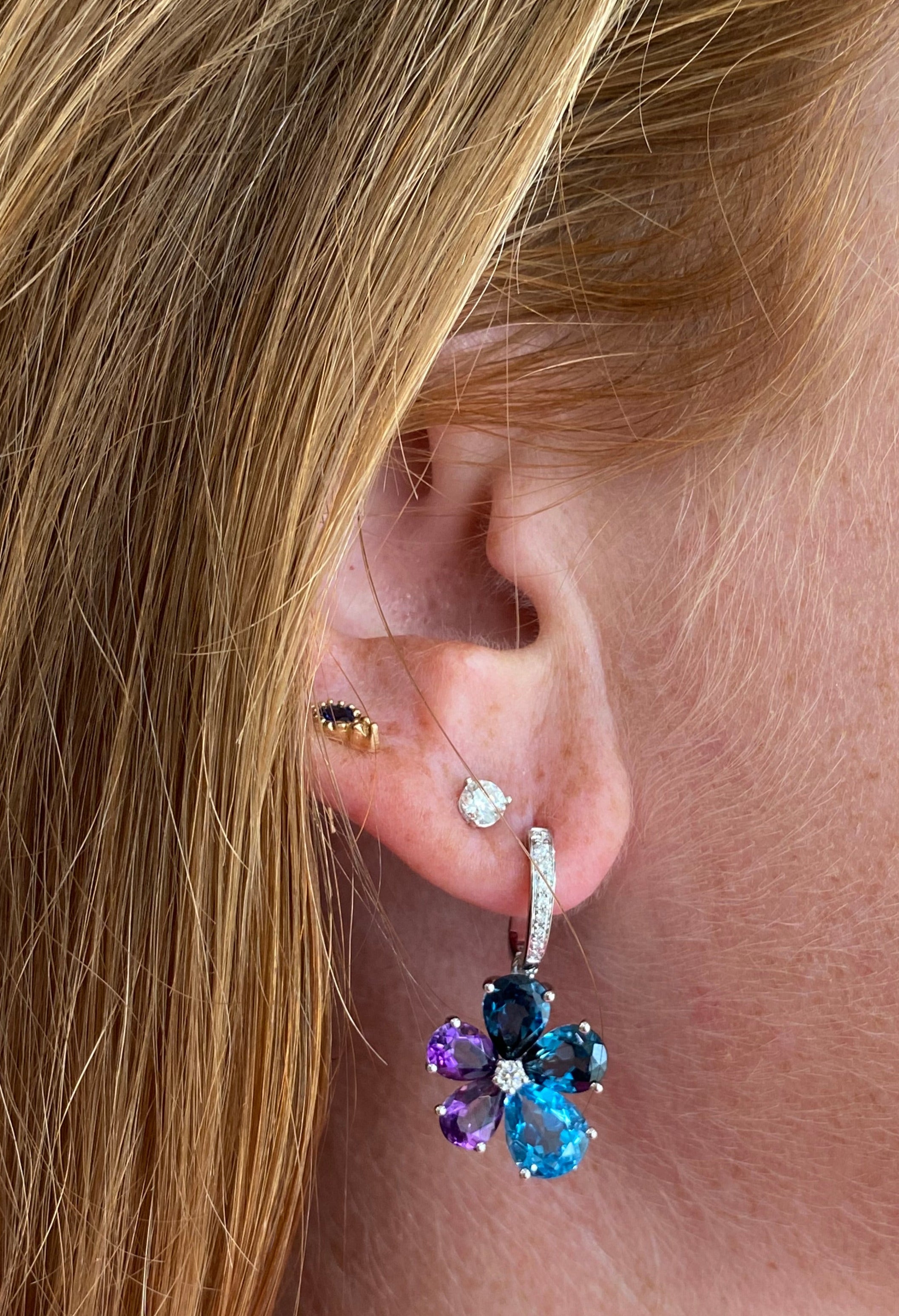 Celestial Blue Violet Bloom Earrings
