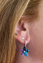 Load image into Gallery viewer, Cool Color Gemstone & Diamond Floral Earrings