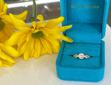 Load image into Gallery viewer, Three Diamond Round & Pear Yellow Gold Engagement Ring