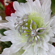 Load image into Gallery viewer, Vintage Floral Arrangement Pearl and Diamond Earrings