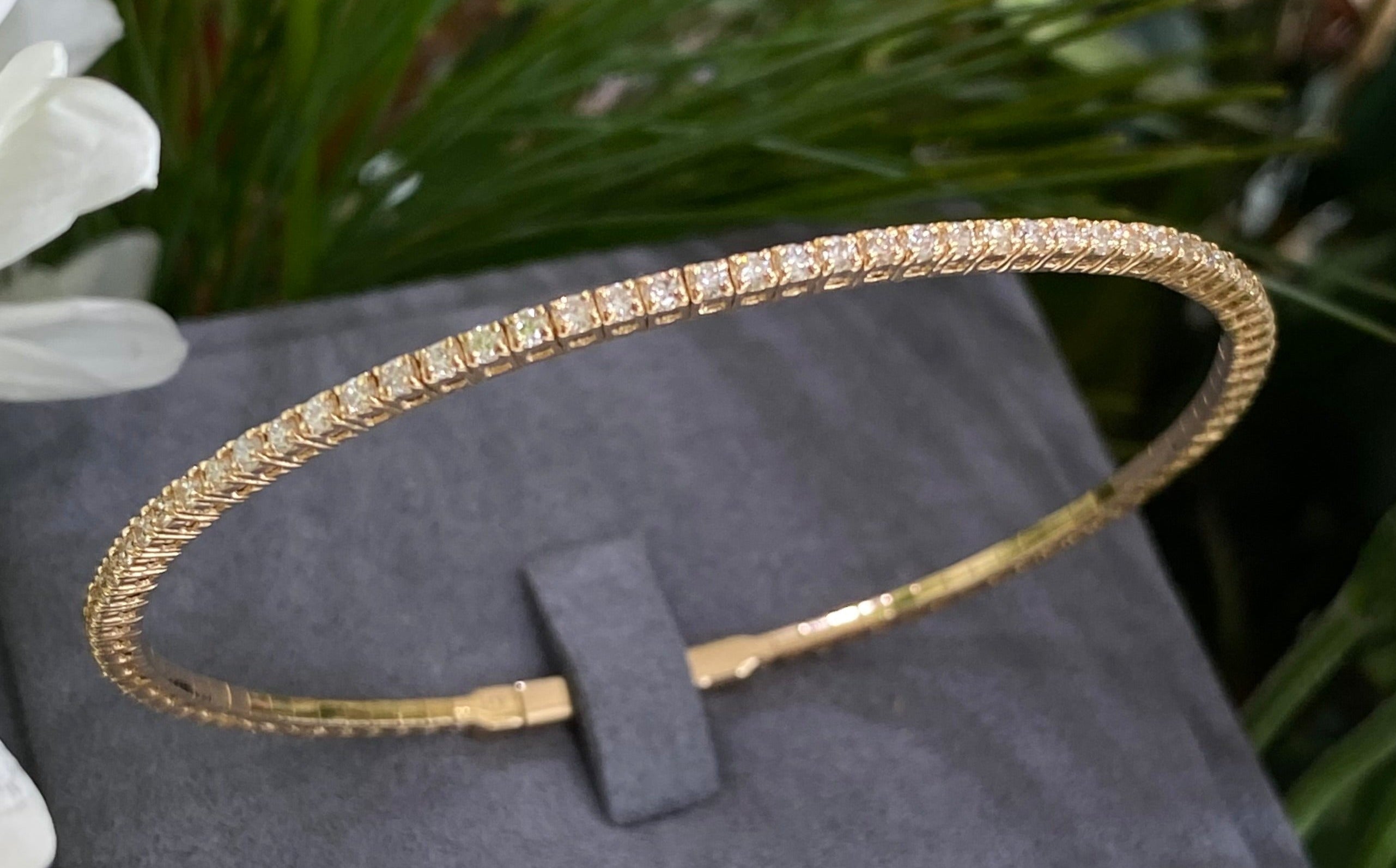 Yellow Gold Eternity Diamond Flex Bangle