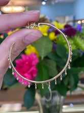 Load image into Gallery viewer, Fun Diamond Dangle Hoops