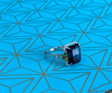 Load image into Gallery viewer, Blue Topaz Peridot and Diamond Cocktail Ring