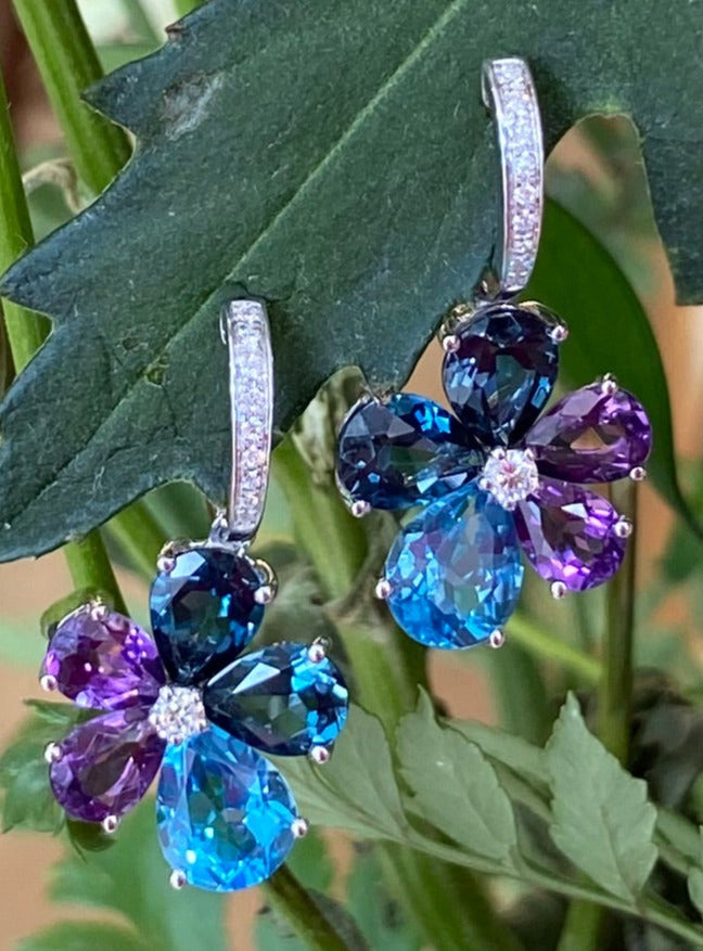 Celestial Blue Violet Bloom Earrings