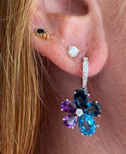 Load image into Gallery viewer, Cool Color Gemstone & Diamond Floral Earrings