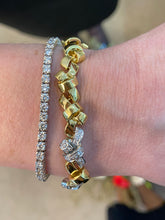 Load image into Gallery viewer, Vintage Bow 18K Yellow Gold and Platinum Diamond Bracelet