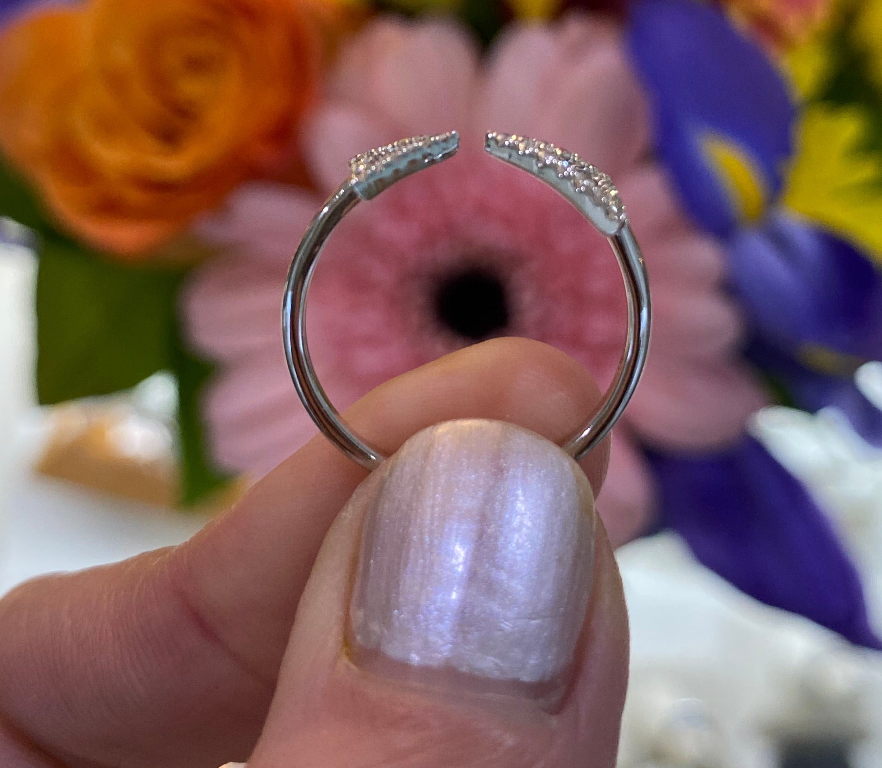 White Gold Double Triangle Tension Ring