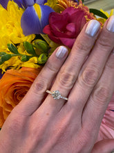 Load image into Gallery viewer, 18K Two Tone Gold Round Diamond Center with Round Diamond Band Engagement Ring