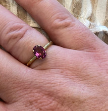 Load image into Gallery viewer, Yellow Gold Bezel Diamond Band Garnet Ring
