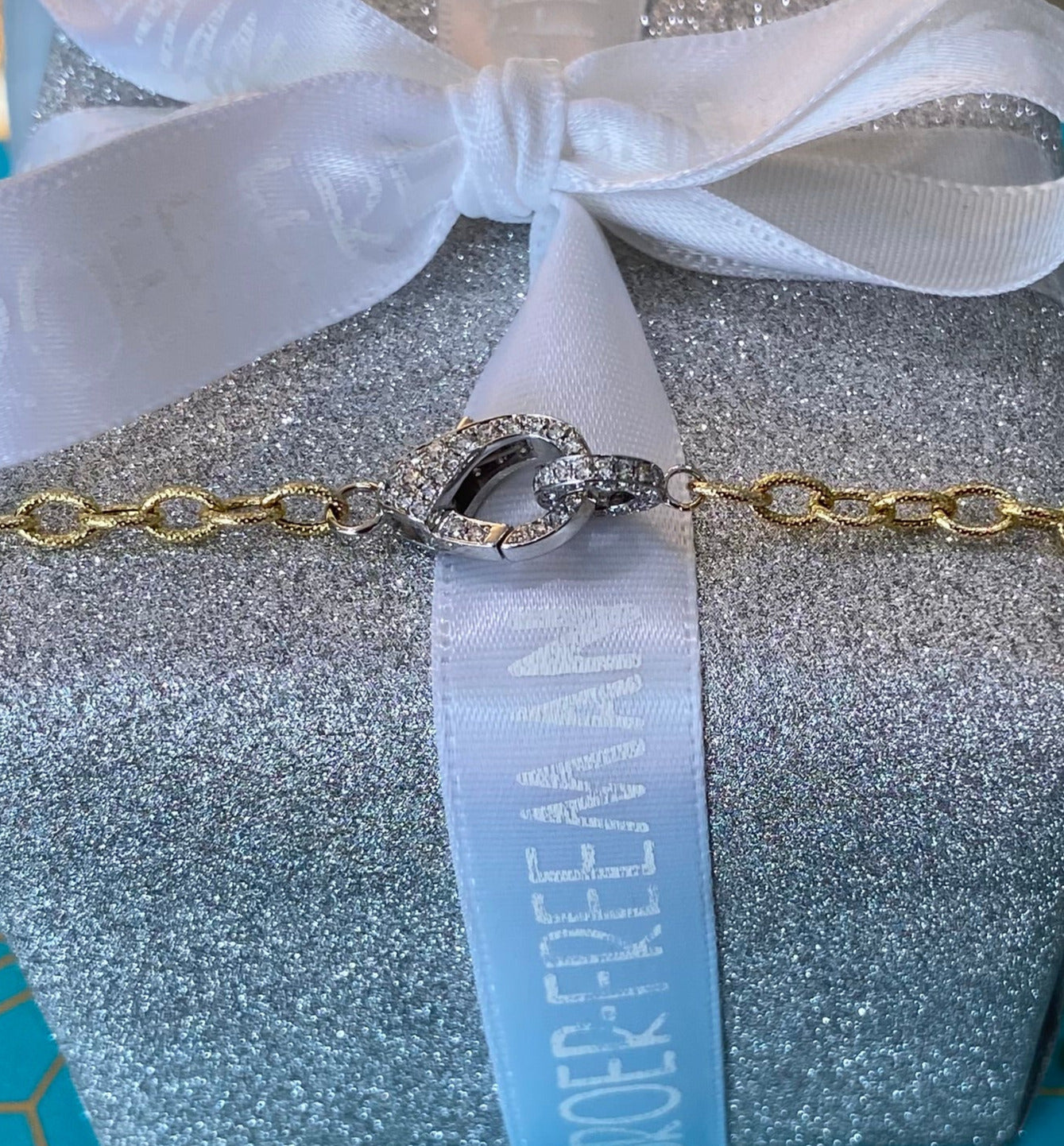 Sparkle Clasp Two Tone Gold Necklace